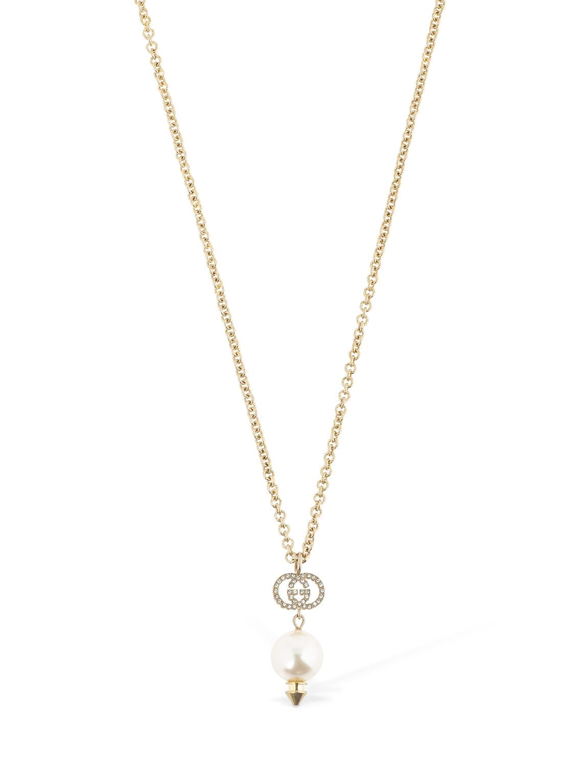 Image of Gg Imitation Pearl Long Necklace