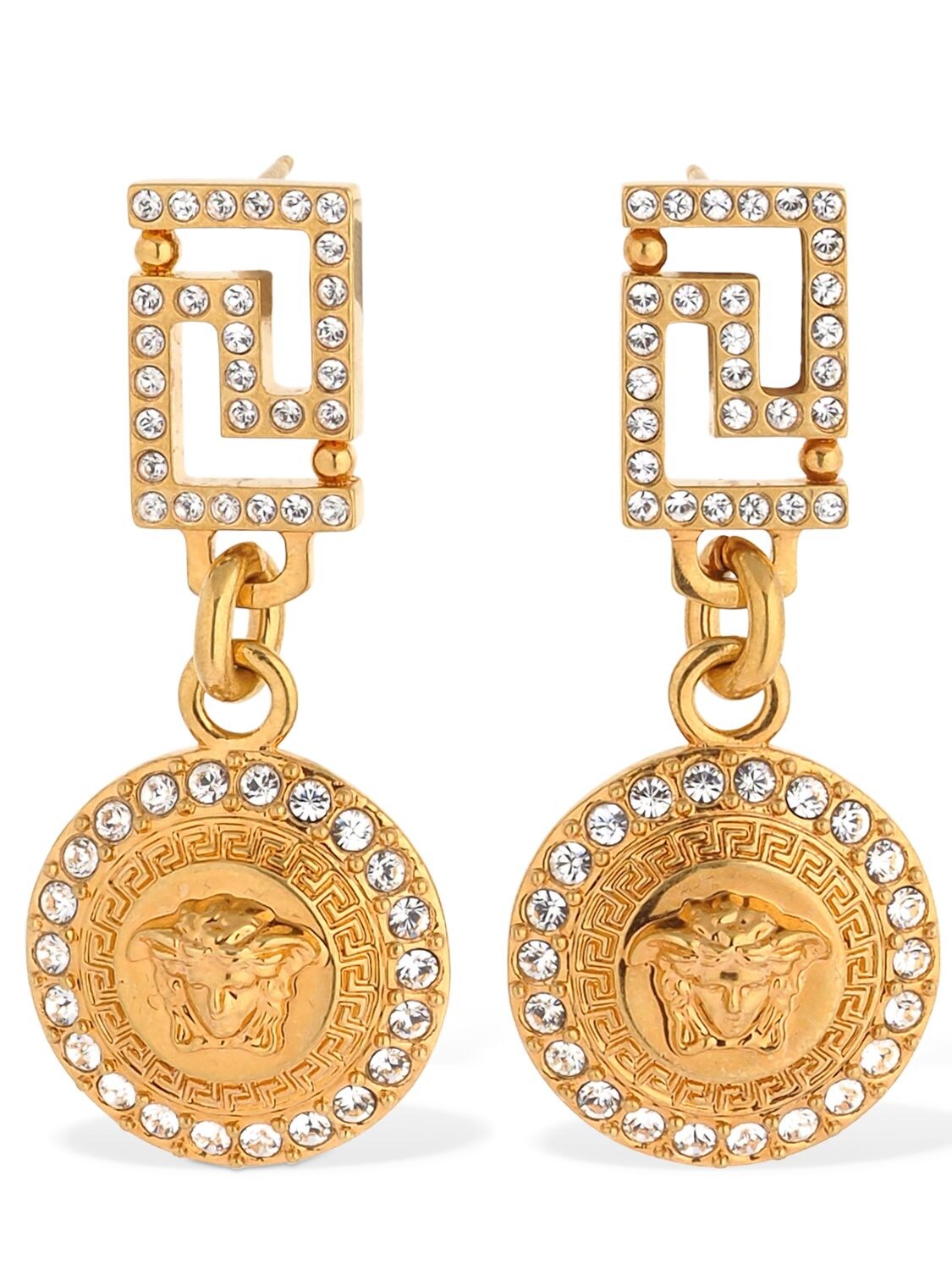 VERSACE TRIBUTE PENDANT EARRINGS W/ CRYSTALS,70I816005-S0NPVA2