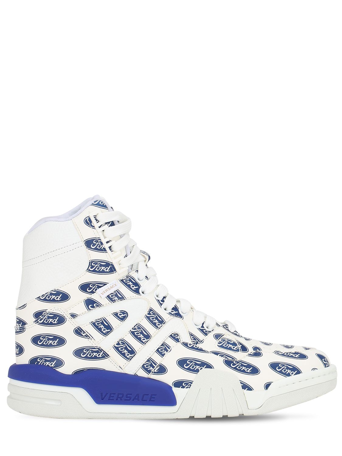 Logo Printed Leather High Top Sneakers