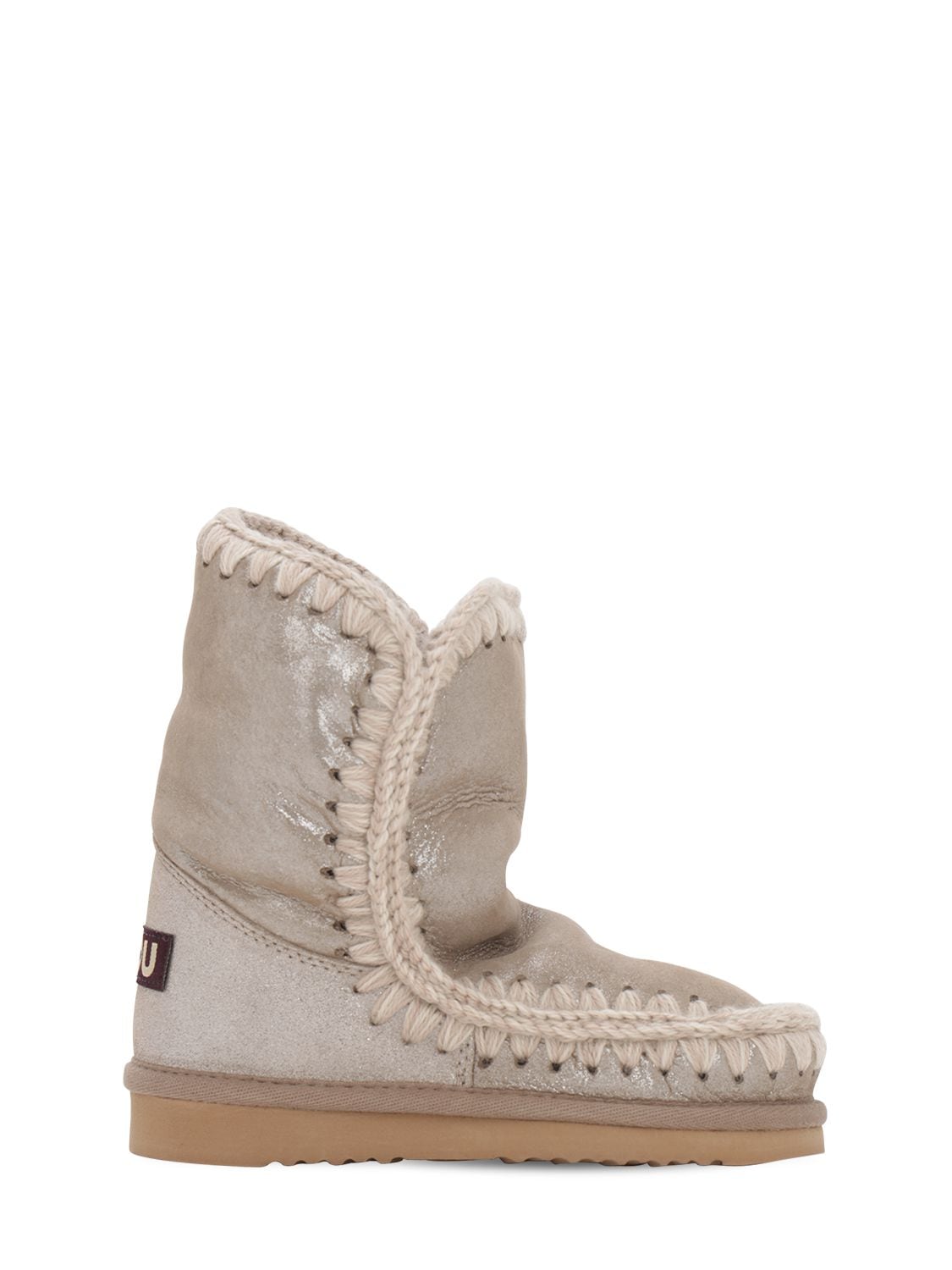 Mou Kids' Eskimo Metallic Shearling Boots In Beige