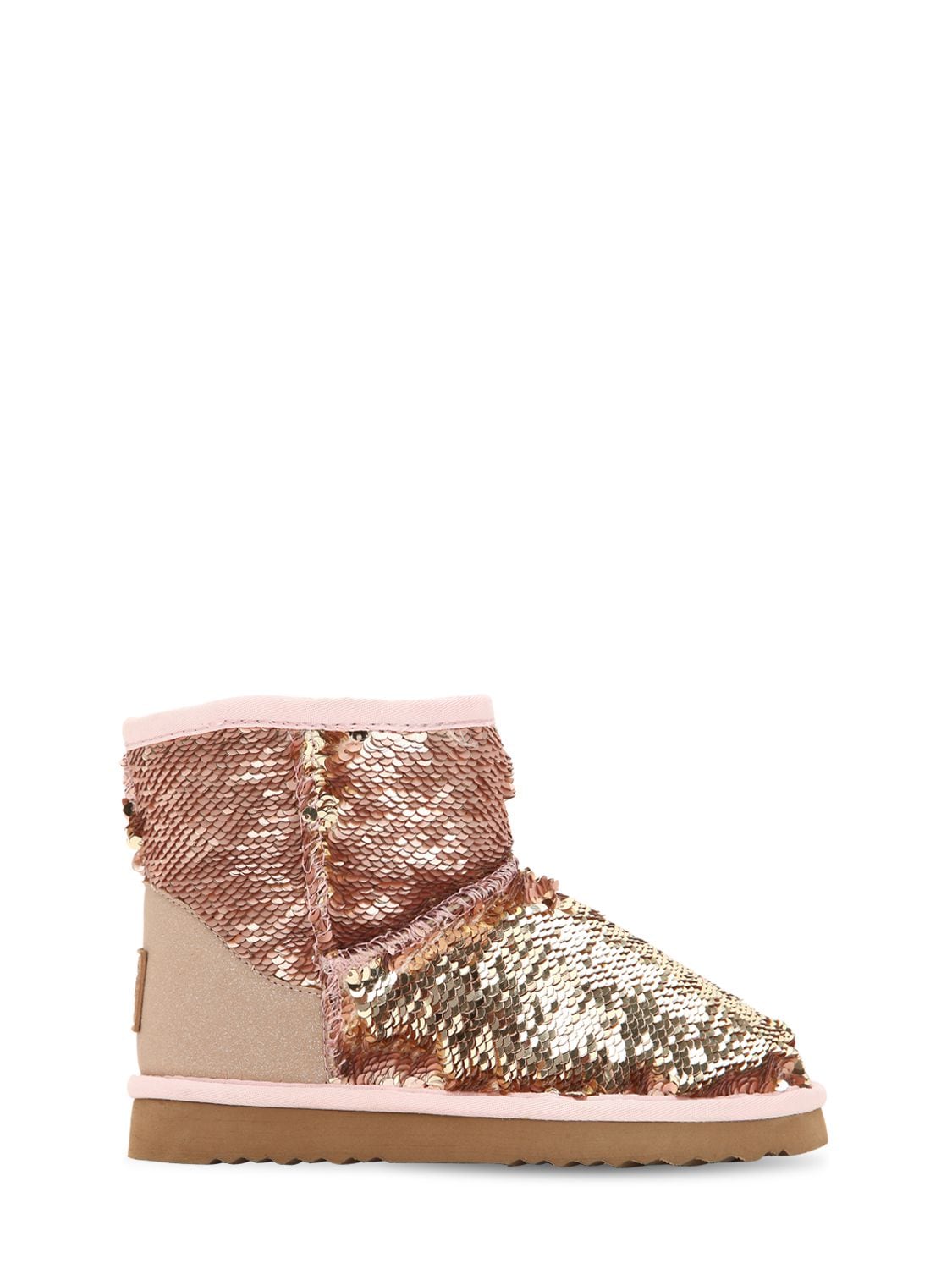 Colors Of California Kids' Two Tone Sequined Ankle Boots In Pink
