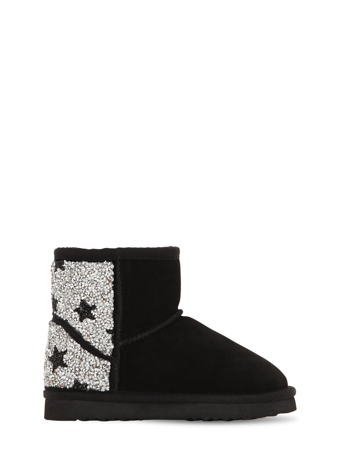 Colors Of California Kids' Embellished Suede Ankle Boots In Black