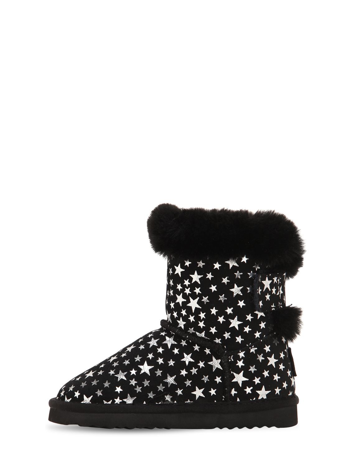 Colors Of California Kids' Star Print Suede Boots In Black