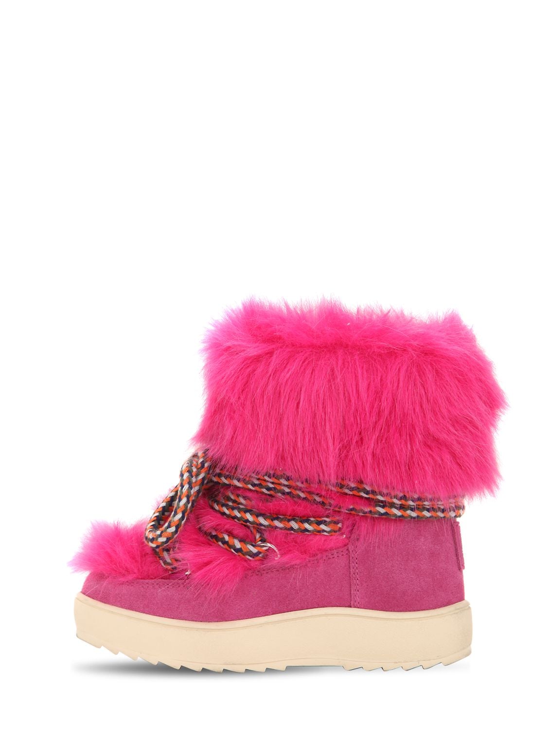 Colors Of California Kids' Waterproof Faux Fur Snow Boots In Fuchsia