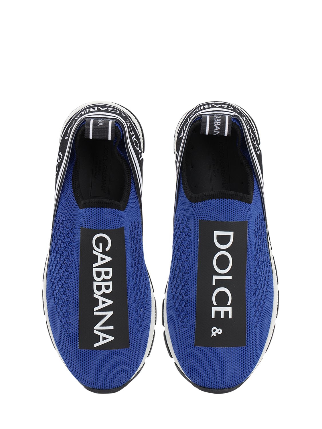 DOLCE & GABBANA 印LOGO针织一脚蹬运动鞋,70I8YQ005-ODK4NTM1