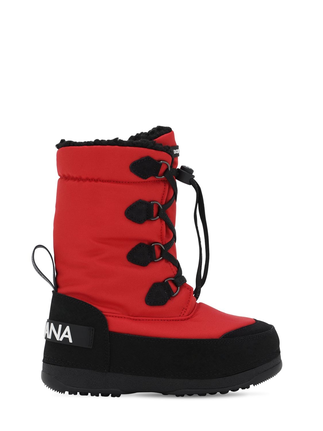 Dolce & Gabbana Kids' Nylon Water Resistant Snow Boots In Red