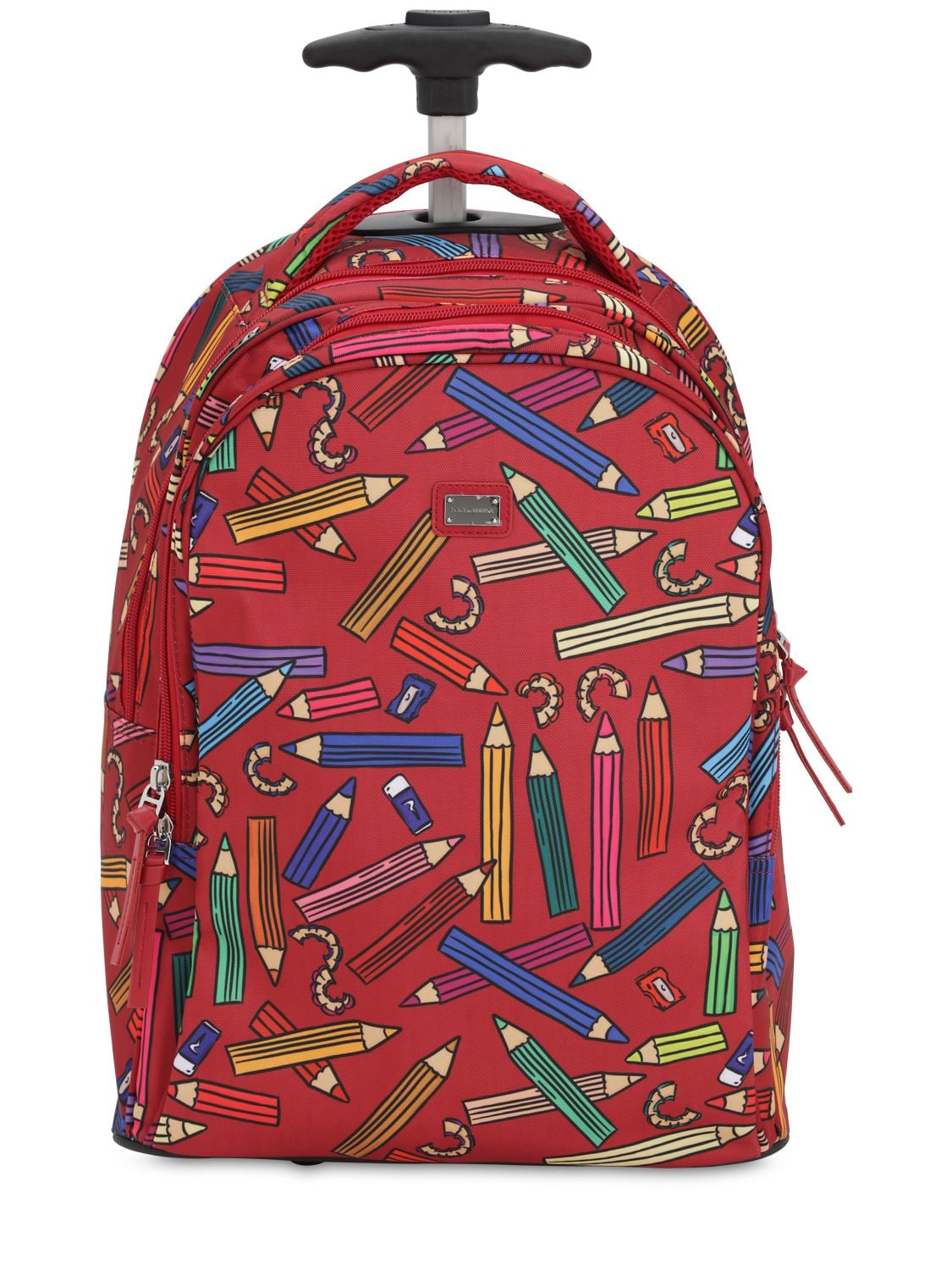 Dolce & Gabbana Kids' Printed Nylon Canvas Rolling Backpack In Red