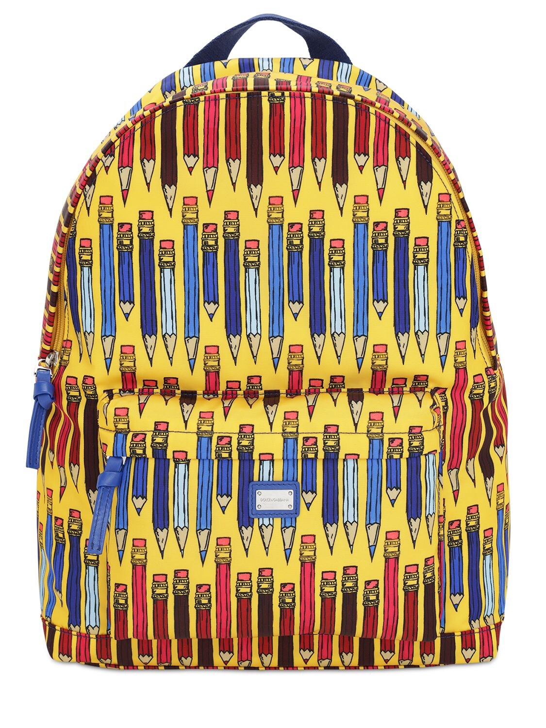 Dolce & Gabbana Kids' Pencils Nylon Canvas Backpack In Yellow