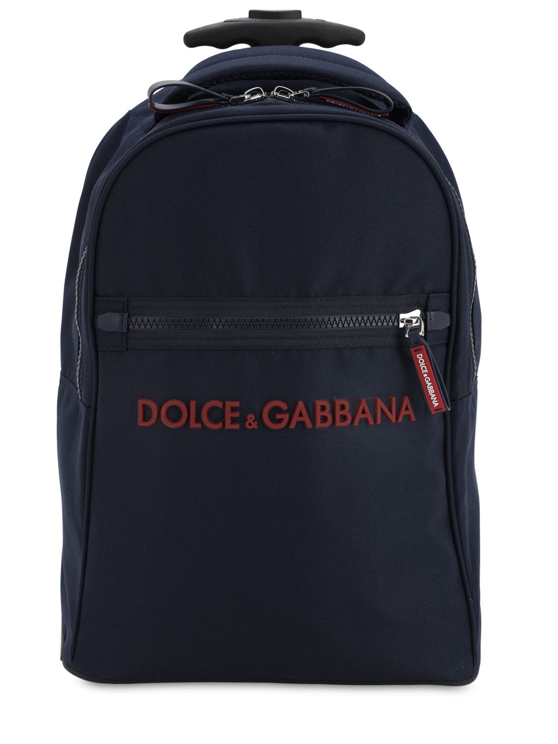 Dolce & Gabbana Kids' Nylon Canvas Rolling Backpack In Black,red
