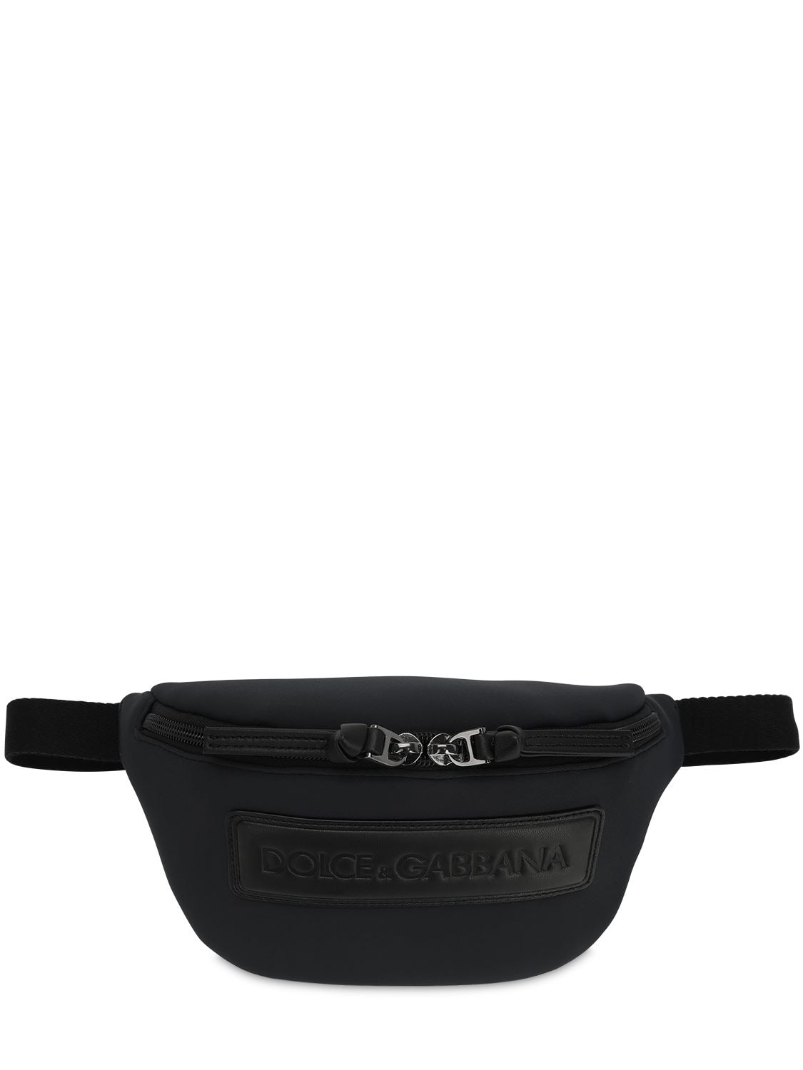 Dolce & Gabbana Kids' Logo Patch Neoprene Belt Bag In Black
