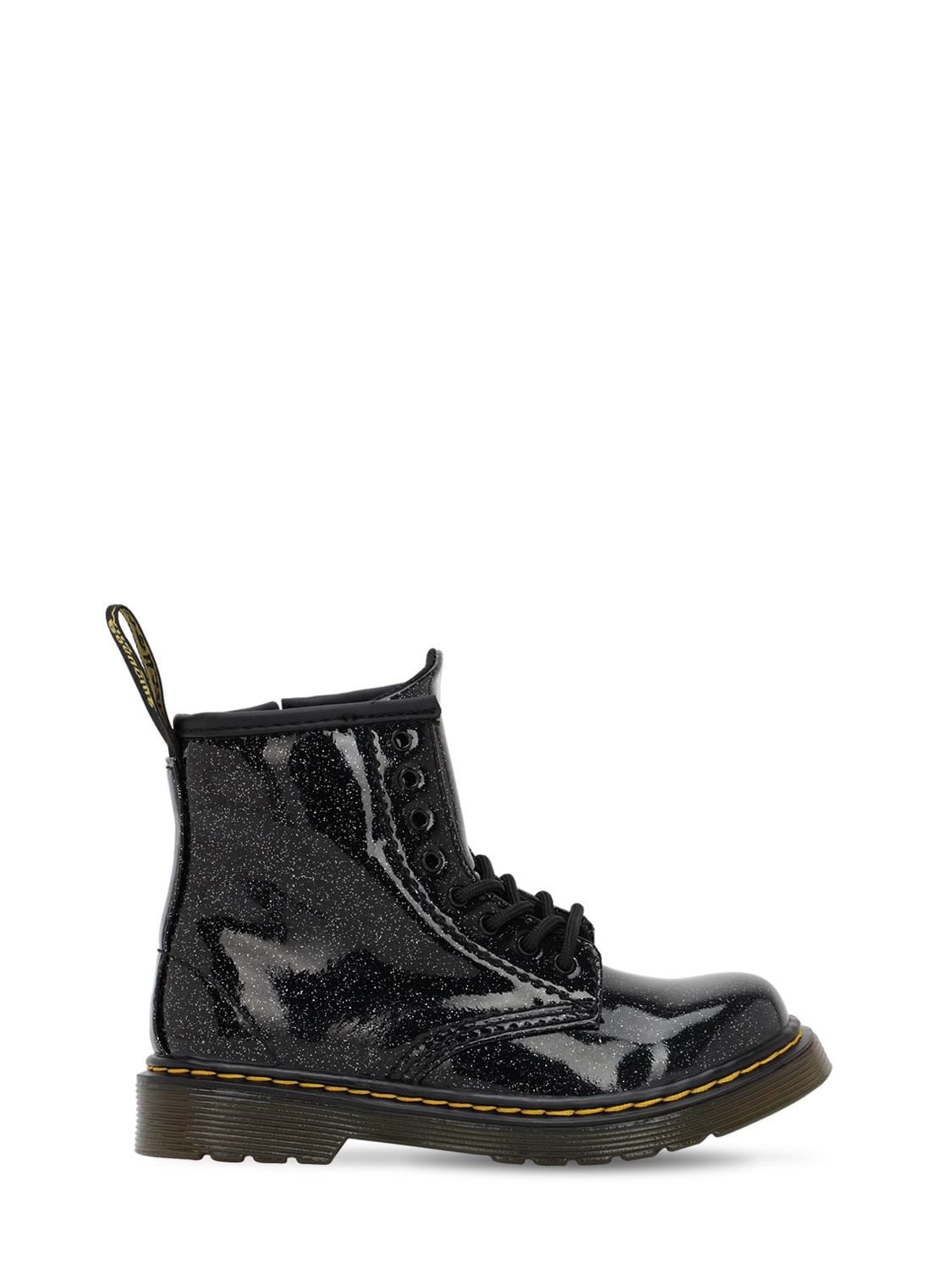 Dr. Martens' Kids' Glittered Faux Leather Boots In Black