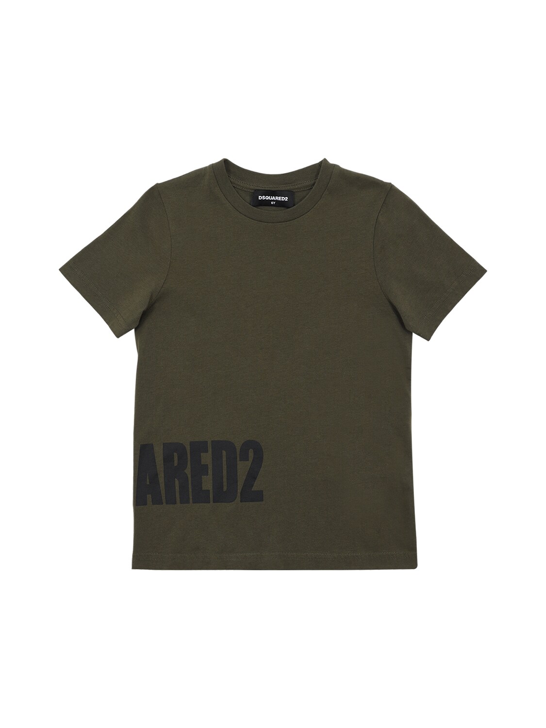 Dsquared2 Kids' Logo Printed Cotton Jersey T-shirt In Military Green