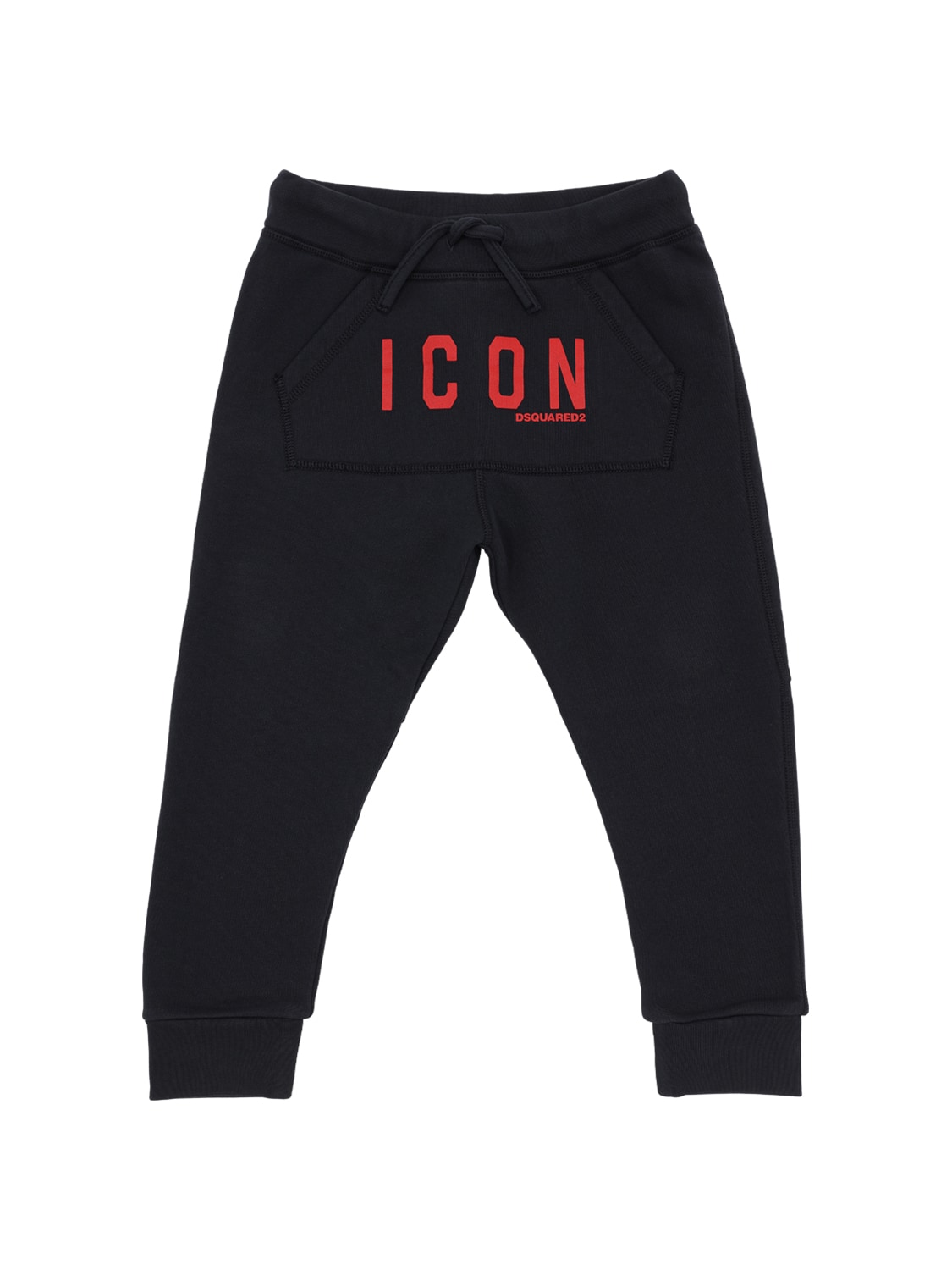 Dsquared2 Kids' Icon Printed Cotton Sweatpants In Navy