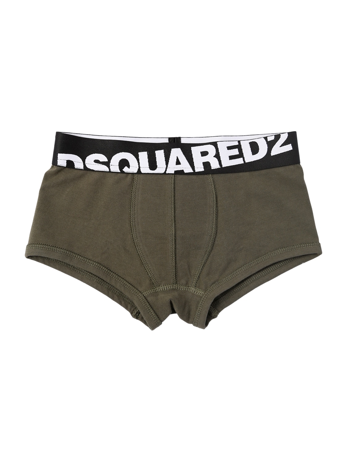 Dsquared2 Kids' Logo Cotton Jersey Boxer Briefs In Military Green