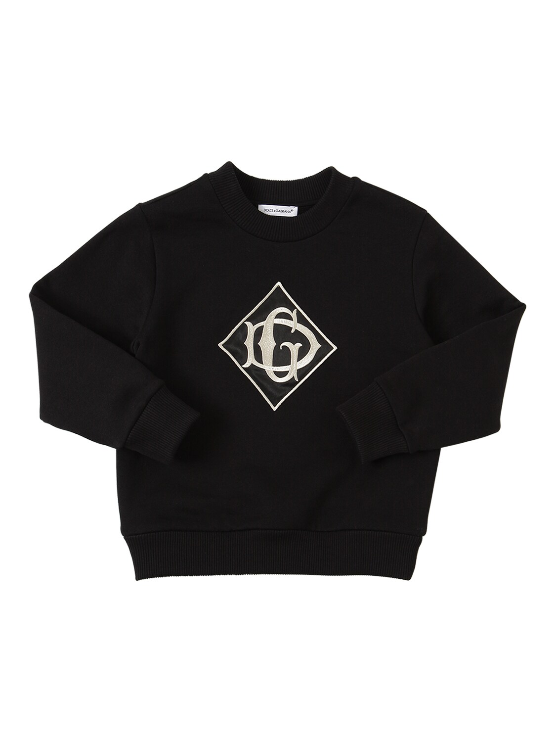 Dolce & Gabbana Kids' Cotton Sweatshirt W/ Logo Patch In Black