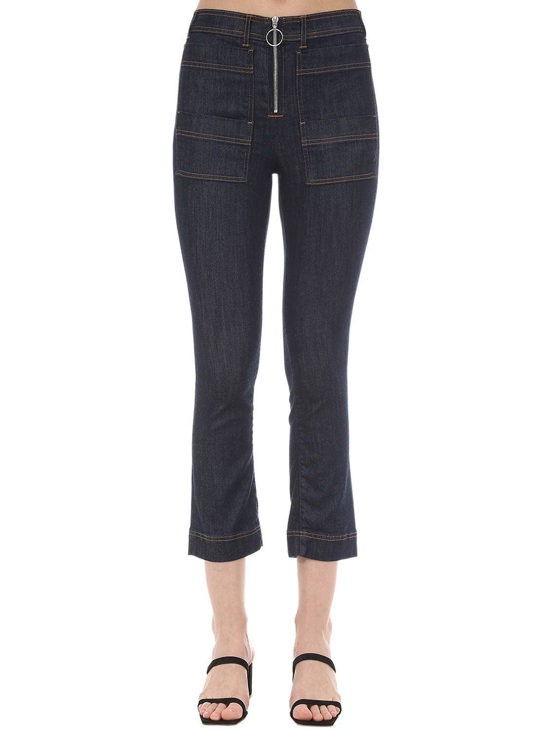 3x1 Scarlet Zipped Cotton Denim Jeans In Dark Blue