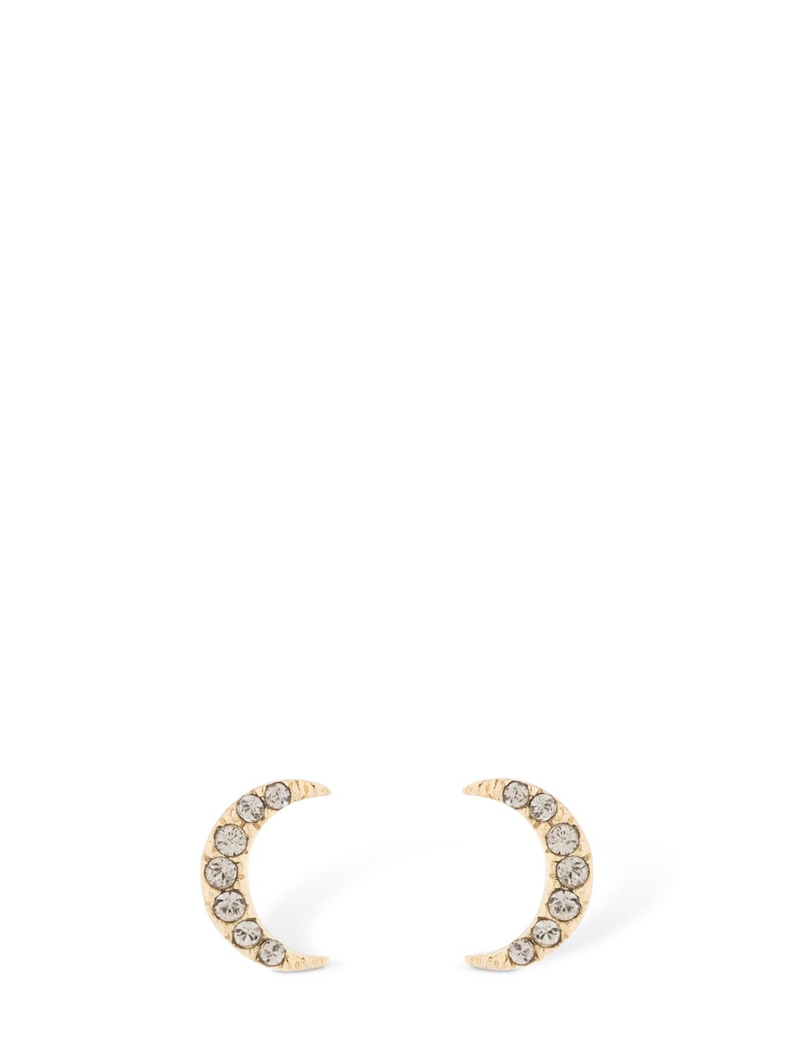 Isabel Marant Small Full Moon Stud Crystal Earrings In Gold,crystal