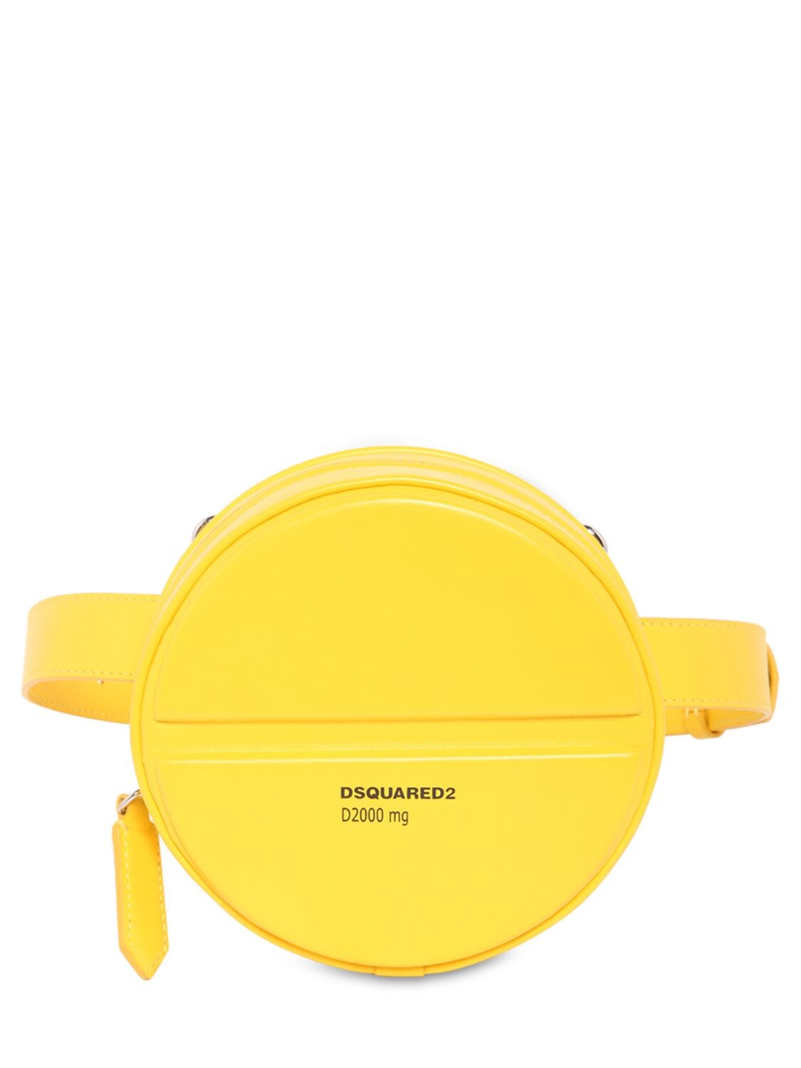 Dsquared2 Pills Round Leather Belt Bag In Yellow
