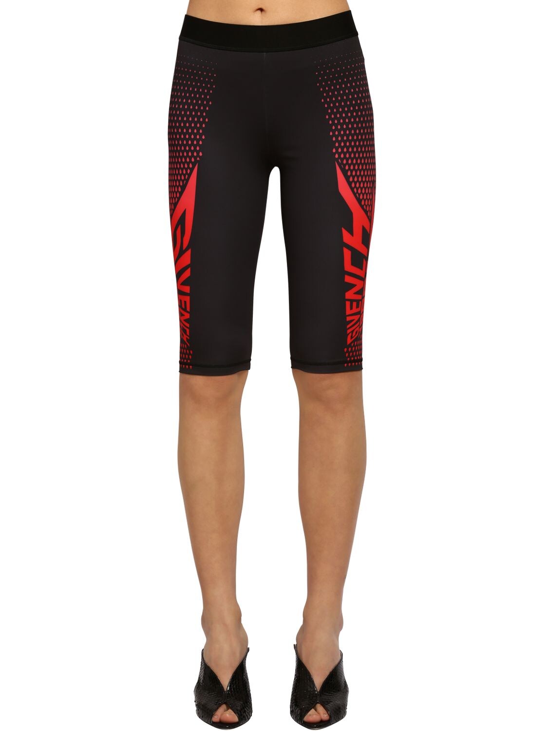 Givenchy Logo Print Tech Jersey Cycling Shorts In Black,red