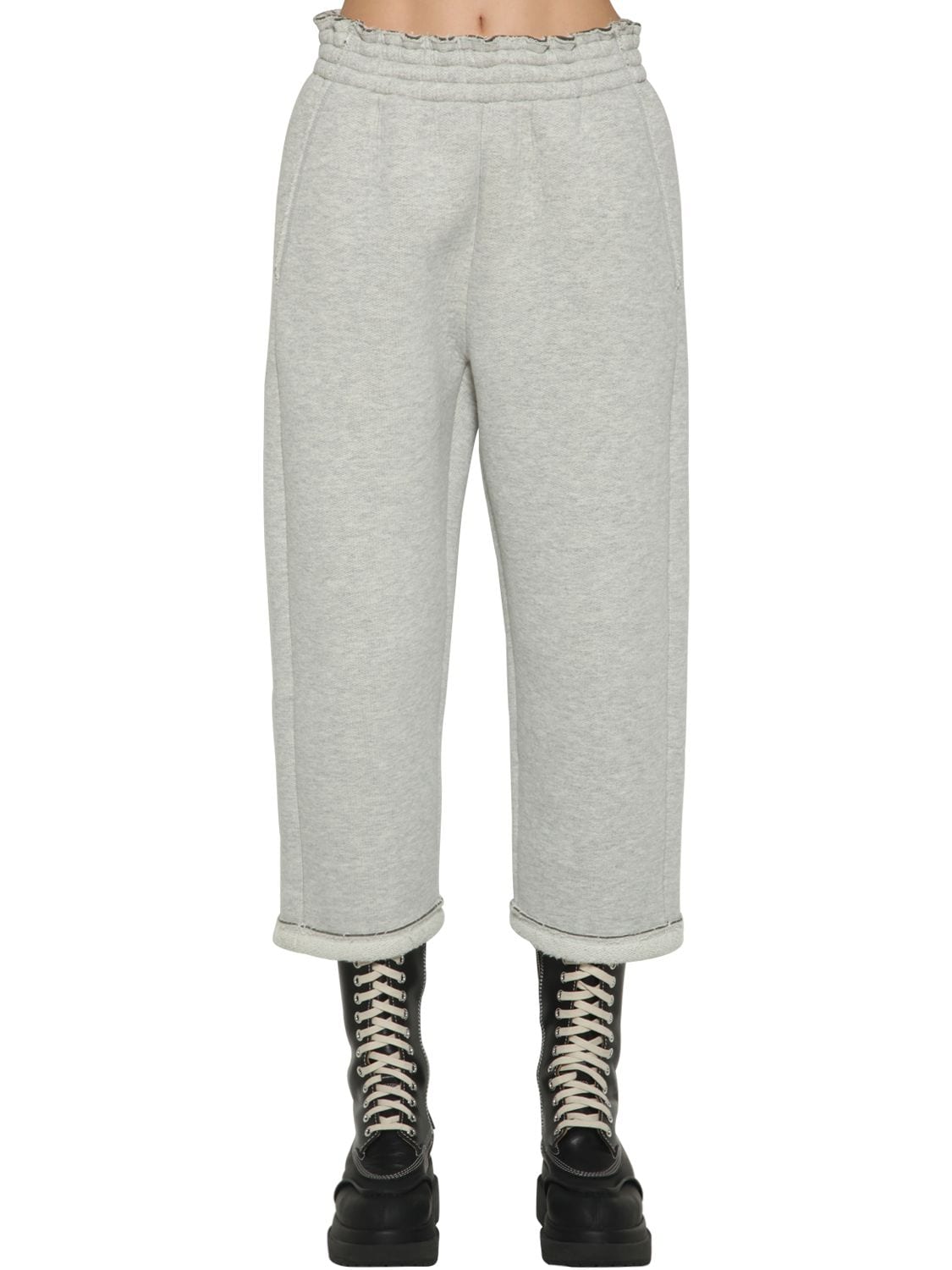 Mm6 Maison Margiela Cotton Jersey Pants In Light Grey