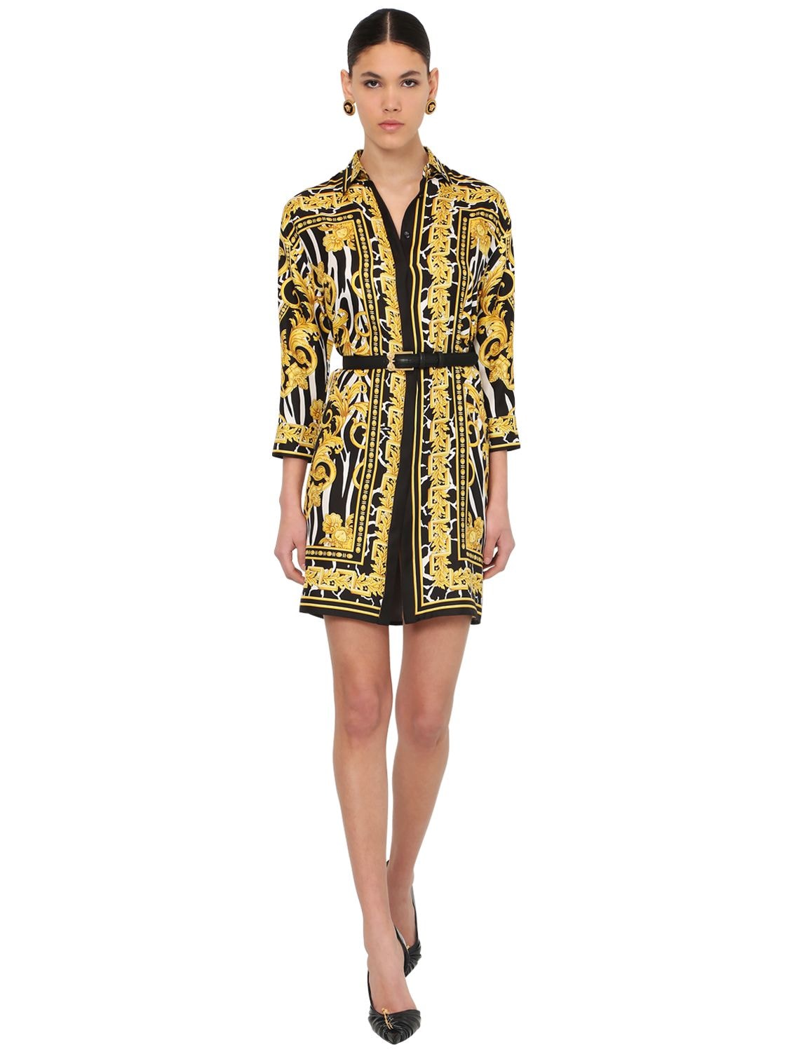 Versace Women Native American Silk Twill Shirt Dress ($3,460