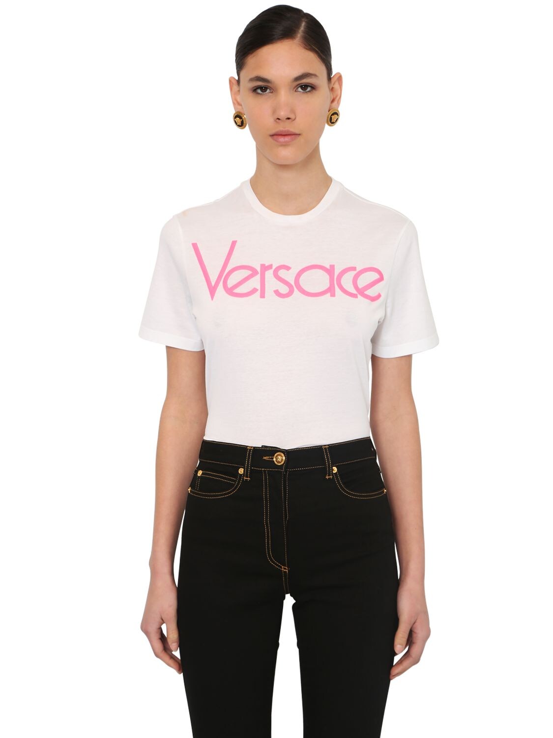 VERSACE LOGO刺绣“80'S”平纹针织T恤,70IA86092-QTIWNJA1