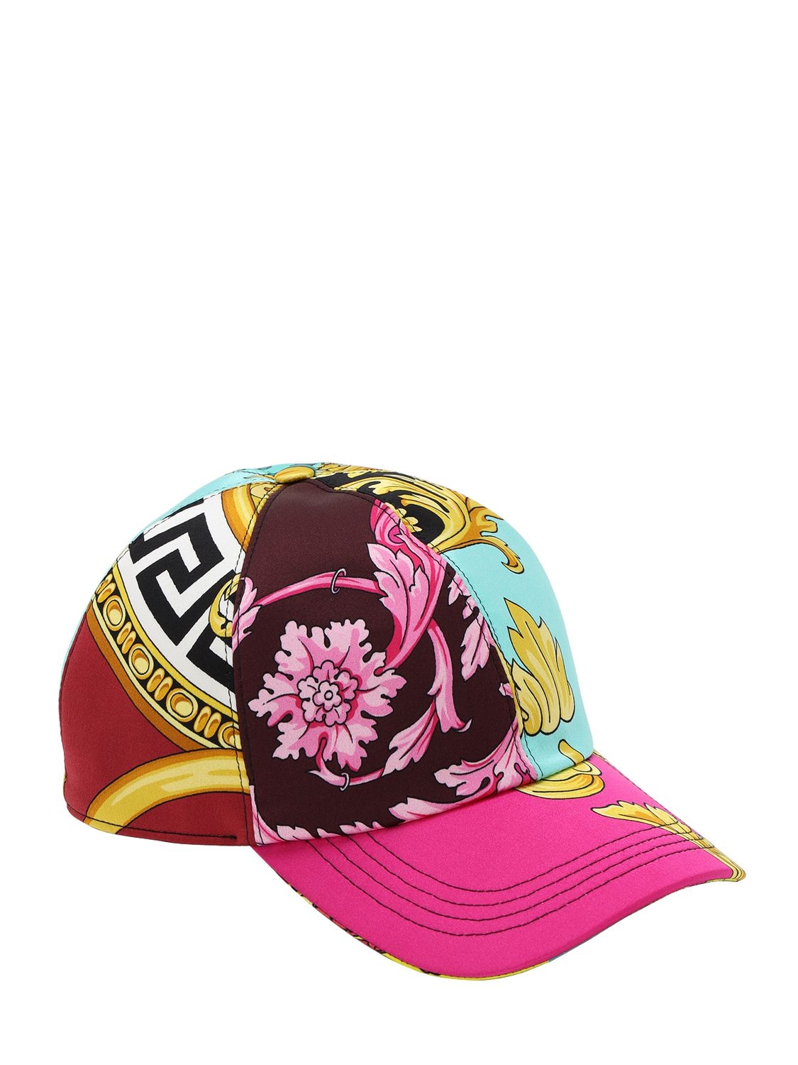 Versace Printed Satin Baseball Hat In Multicolor