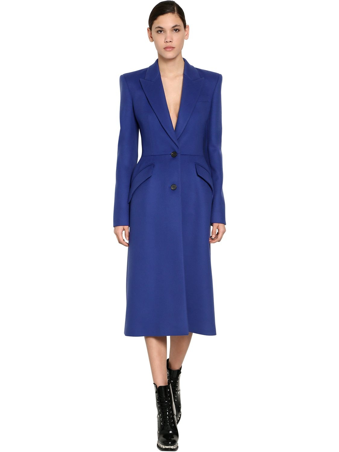 ALEXANDER MCQUEEN COMPACT WOOL & CASHMERE FELT COAT,70IA8D010-NDA0OQ2