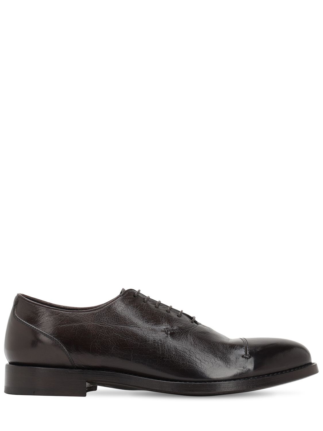 Alberto Fasciani 25mm Buffalo Leather Oxford Shoes In Dark Brown