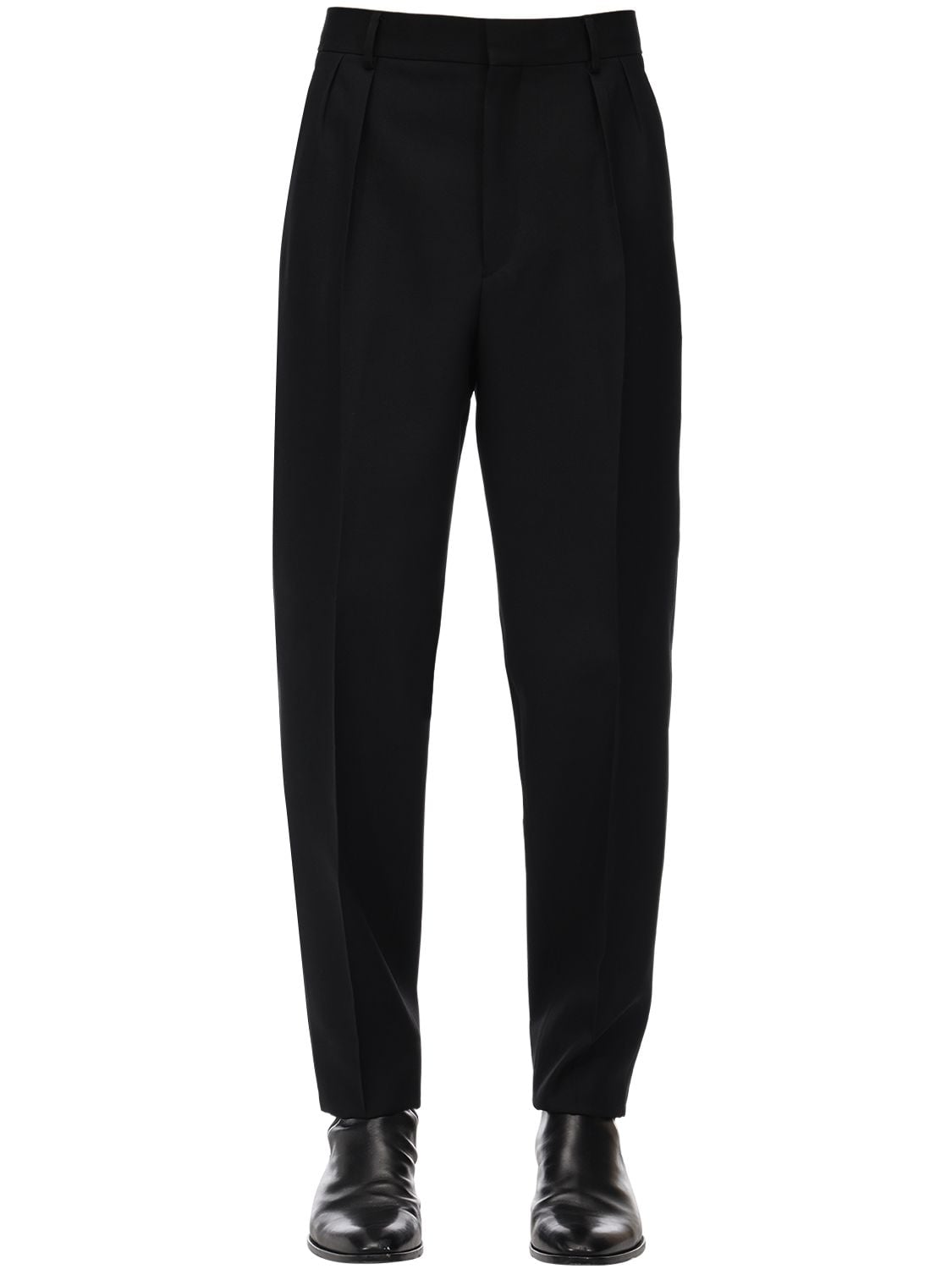 Givenchy Gabardine Wool Trousers W/ Pleats In Black