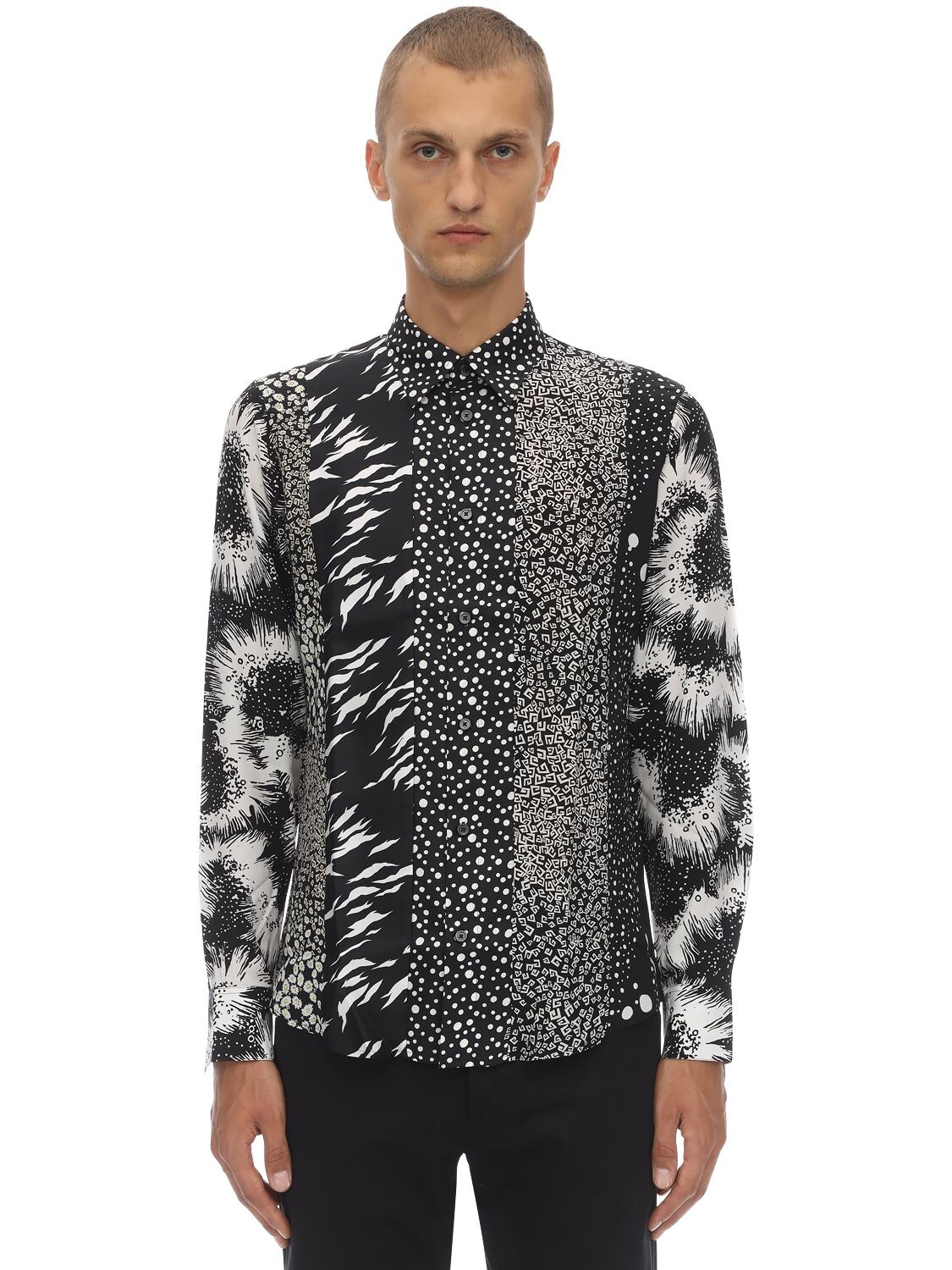 GIVENCHY PRINTED TRIPLE PATCHWORK SILK SHIRT,70IABC007-MTAX0