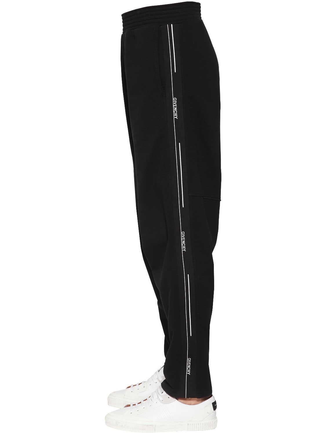 Givenchy Cotton Track Pants W/ Logo Side Bands In Black