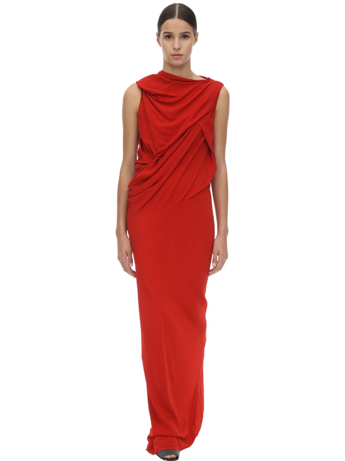 Rick Owens Cocoon Acetate & Silk Crepe Gown In Red