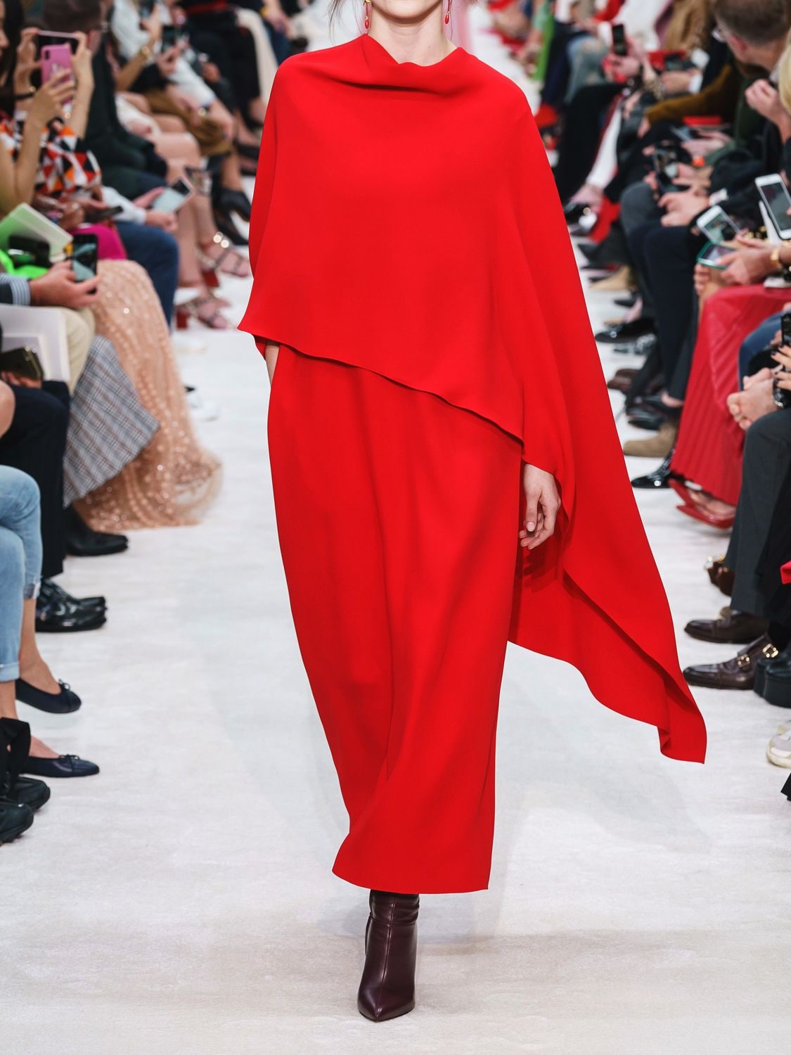 Valentino Cape-sleeve Silk-crepe Maxi Dress In Red | ModeSens