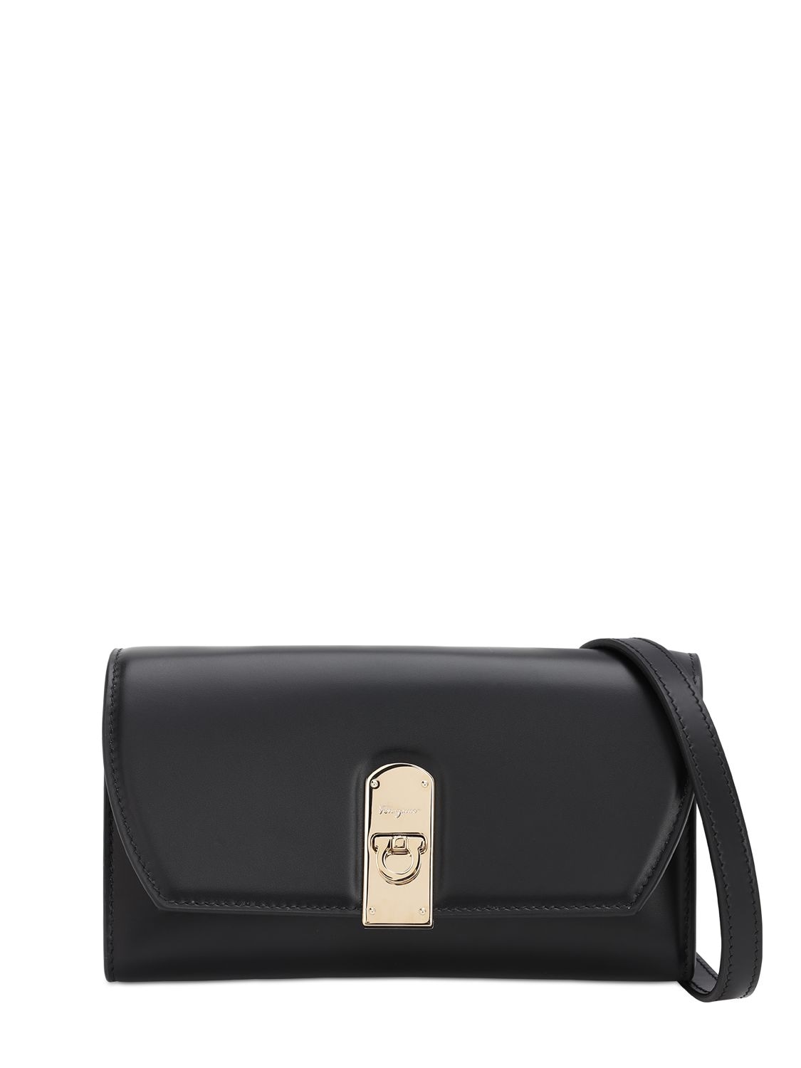 Ferragamo Mini Leather Wallet Bag In Black