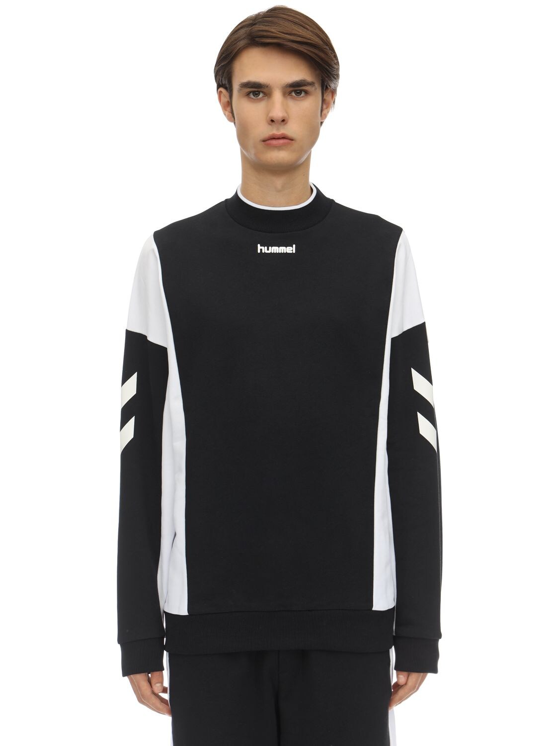 Hummel Claus Cotton Jersey Sweatshirt In Black,white