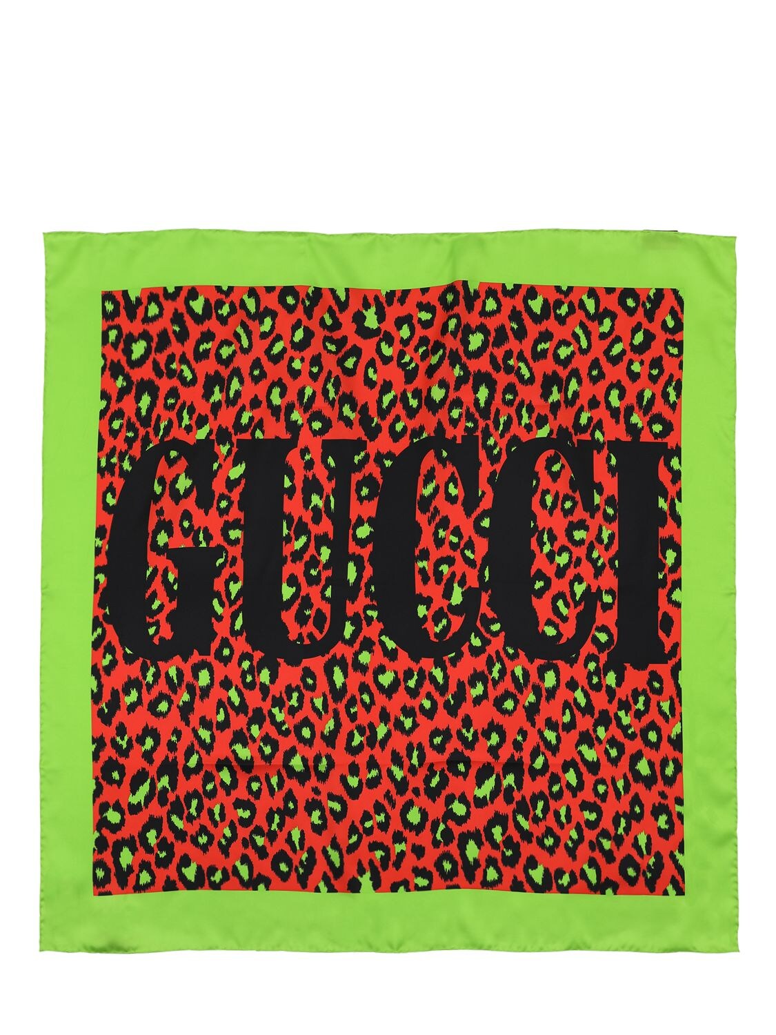 Gucci Disco Leopard Print Silk Scarf In Flame