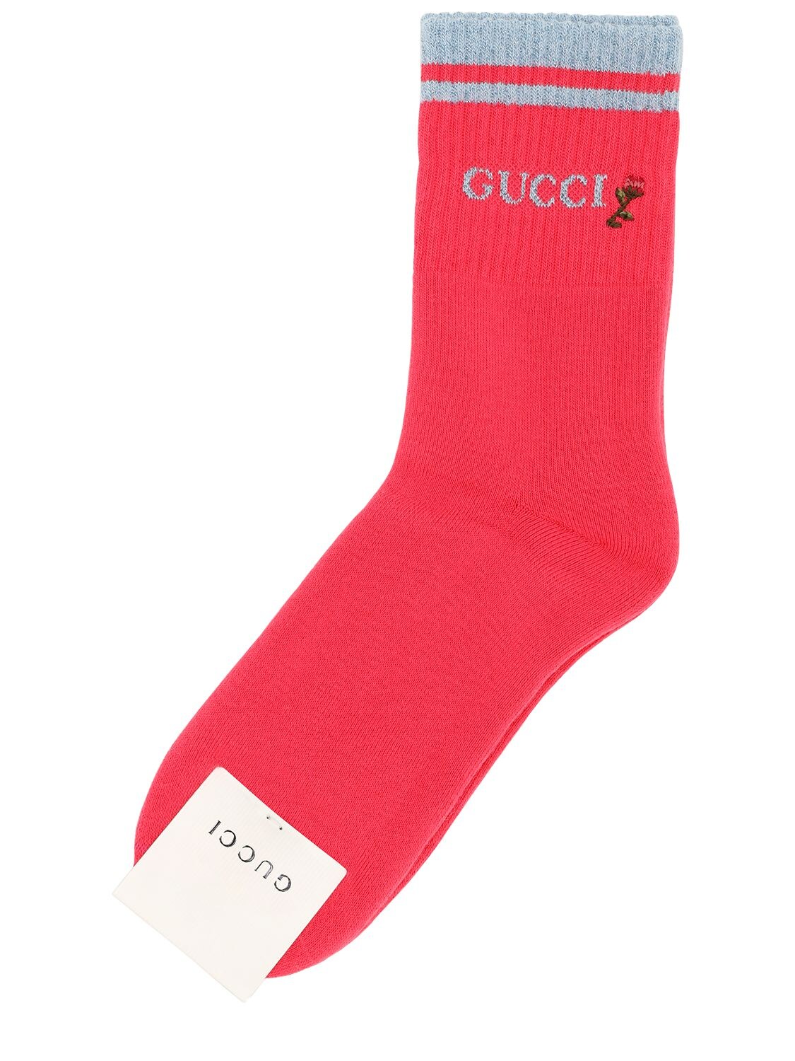 Gucci Gg Jacquard Cotton Blend Tennis Socks In Fuchsia