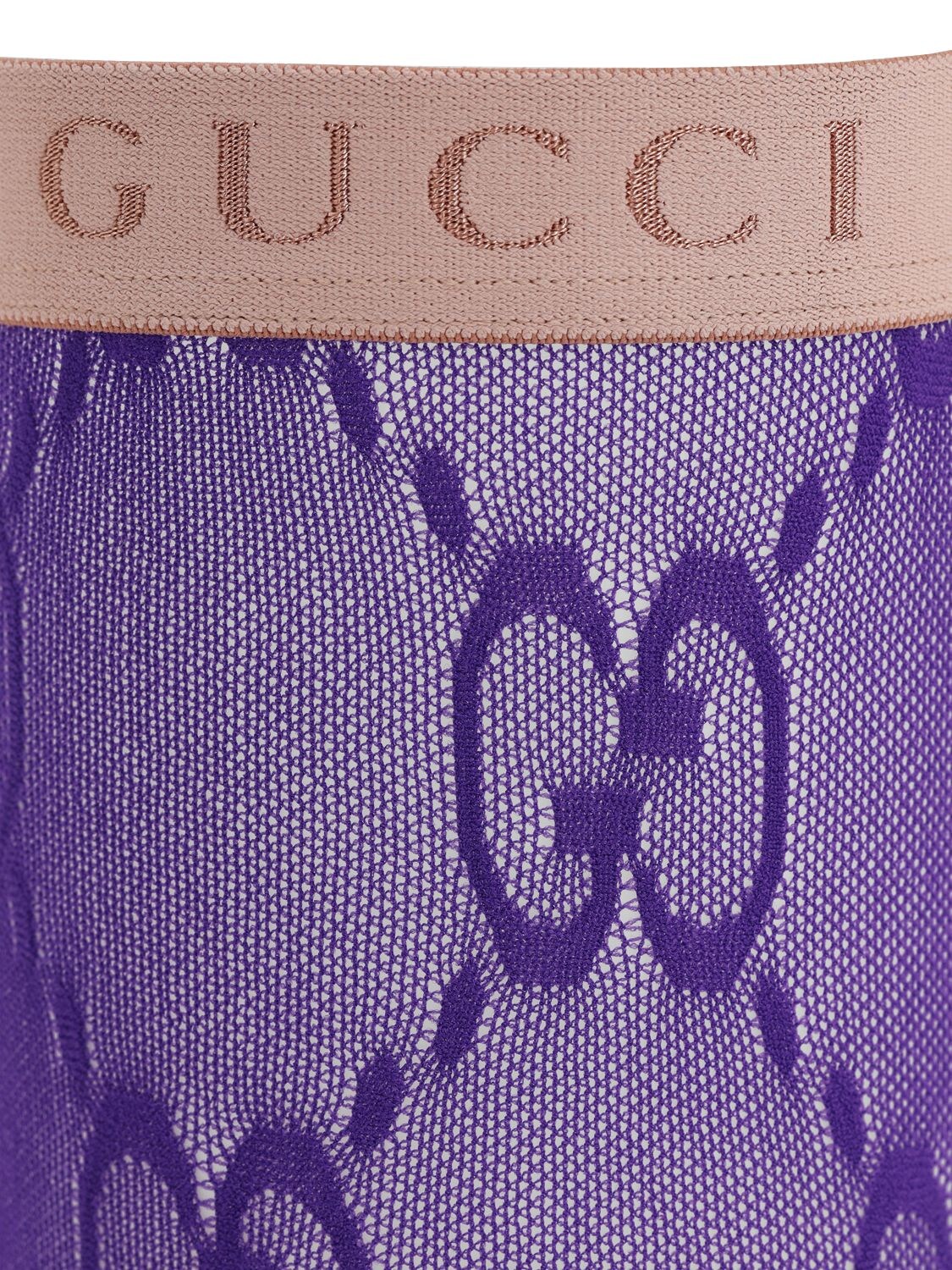 Gucci Long Gg Jacquard Socks In Purple