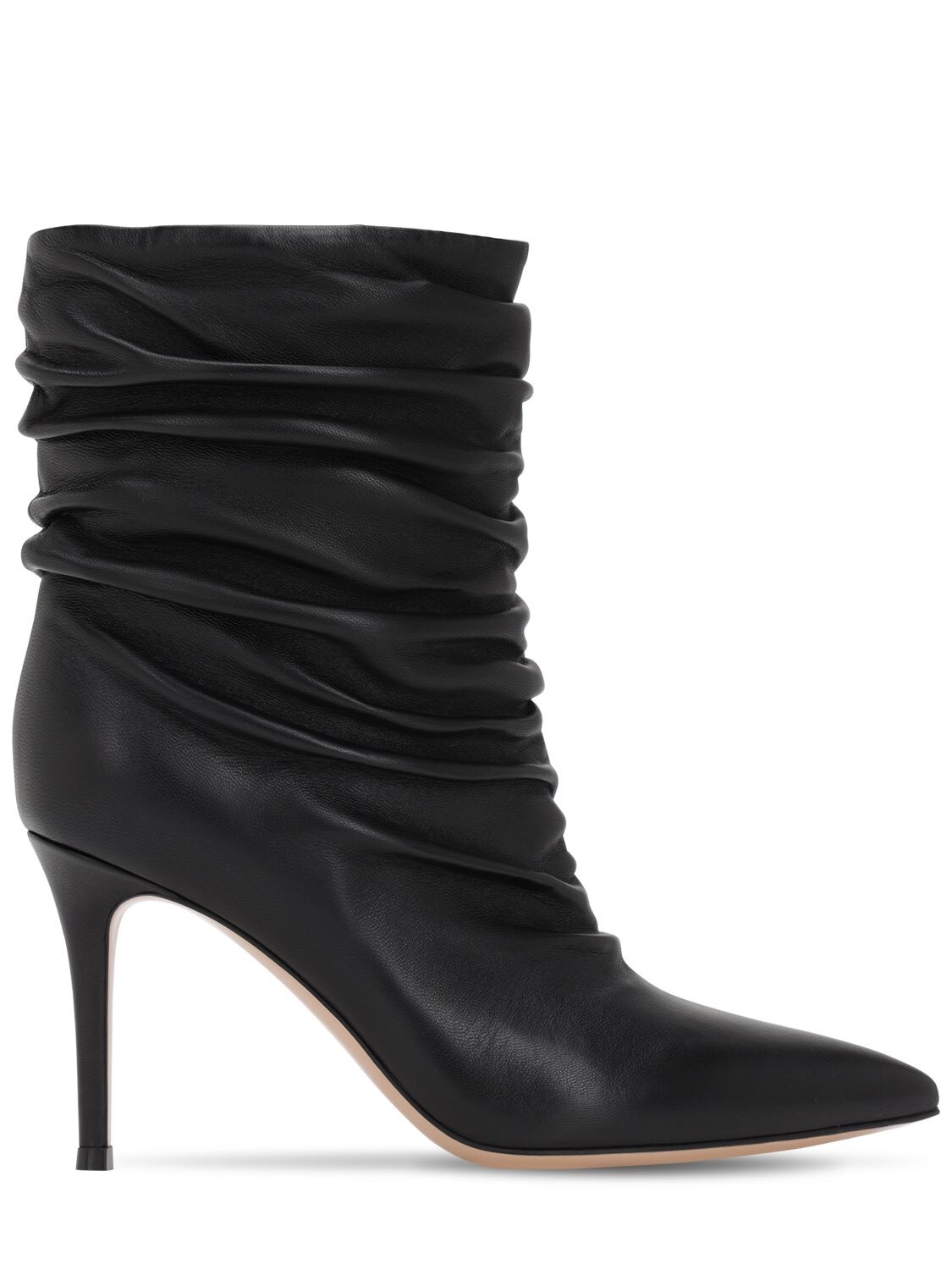 GIANVITO ROSSI 85MM CECILE SLOUCHED LEATHER ANKLE BOOTS,70IAI4003-QKXBQ0S1