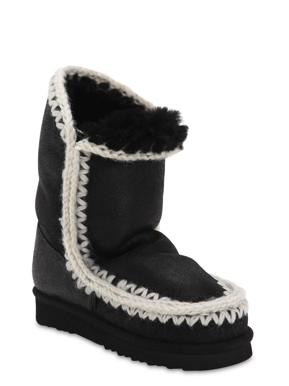 Mou 20mm 24 Shearling Eskimo Boots In Black | ModeSens