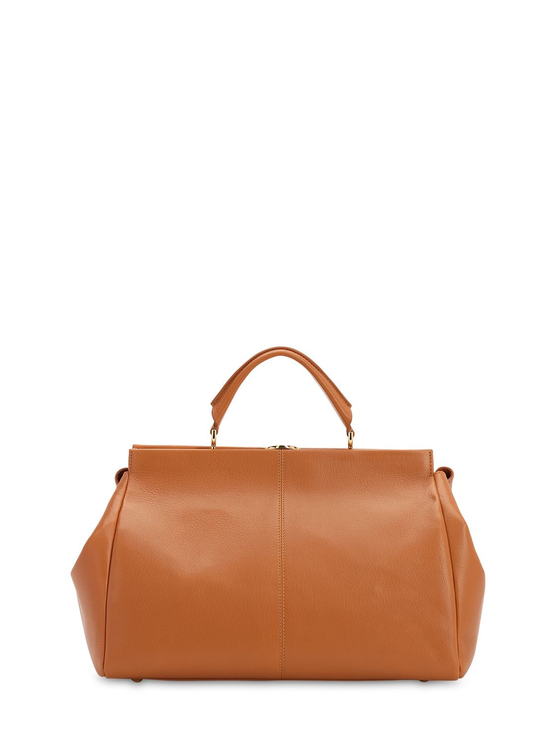 Marni Medium Artz Leather Top Handle Bag In Cinnamon