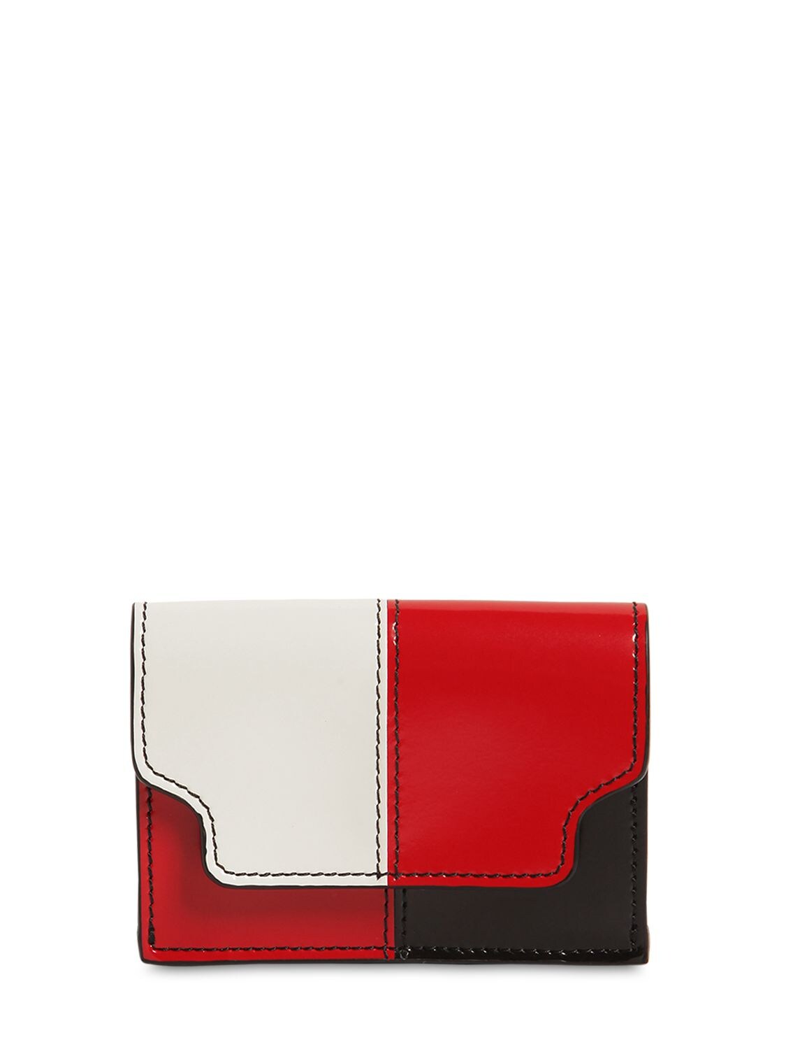 Marni Color Block Saffiano Leather Wallet In Black,red,white