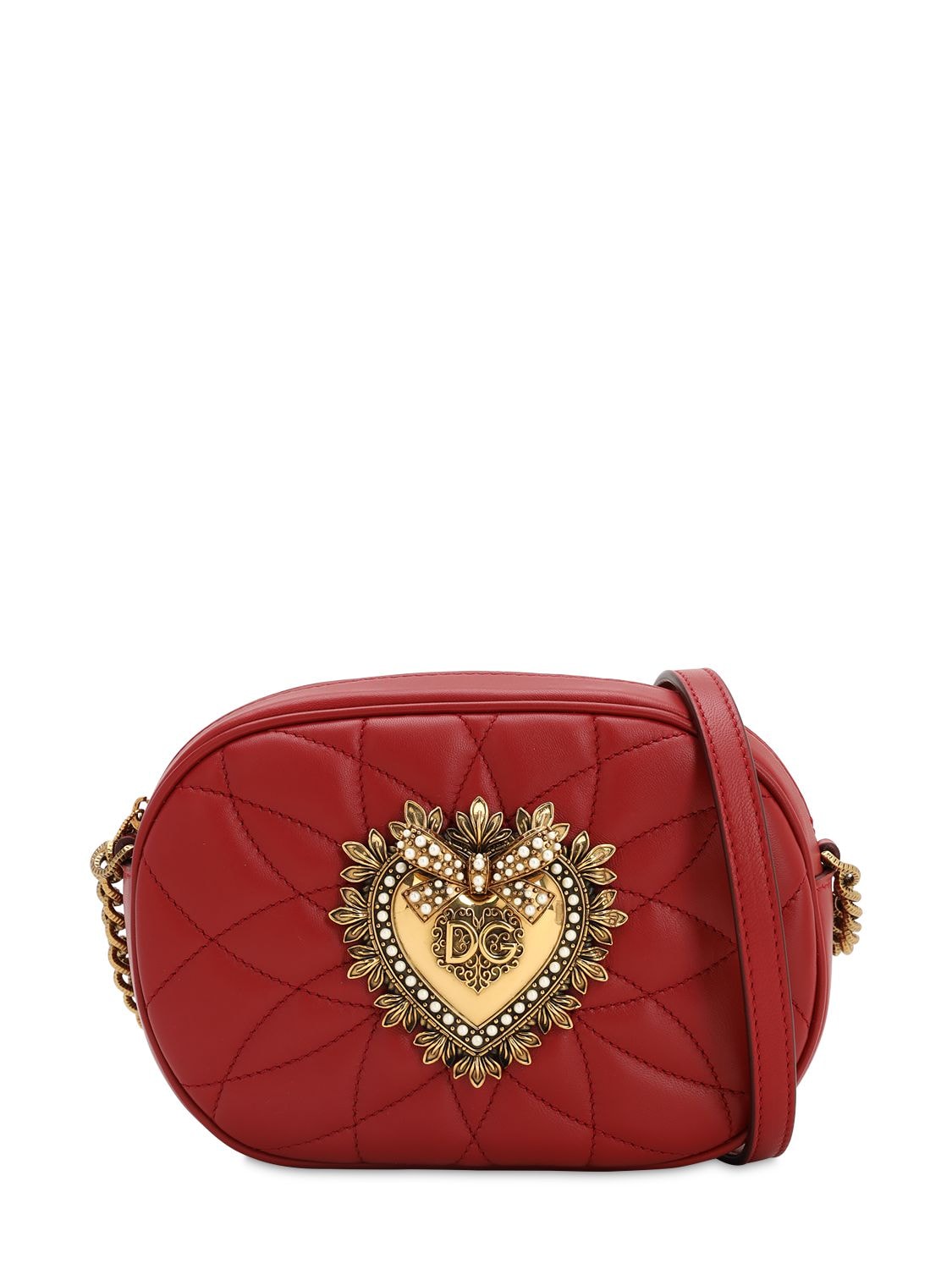 Dolce & Gabbana Devotion Quilted Leather Camera Bag In Rosso Papavero