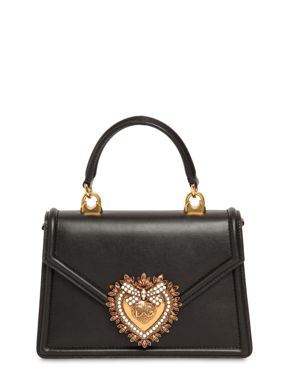 Dolce & Gabbana Mini Devotion Leather Top Handle Bag In White