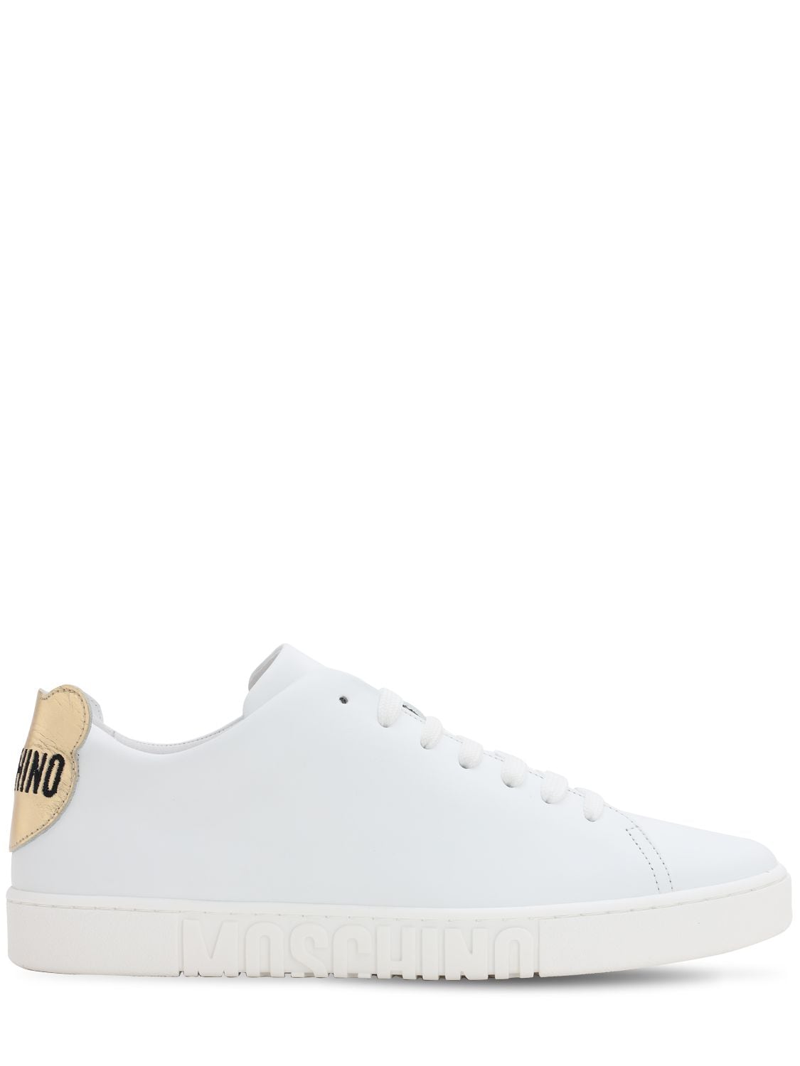 MOSCHINO LEATHER SNEAKERS W /BEAR PATCH,70IATO001-MTBB0