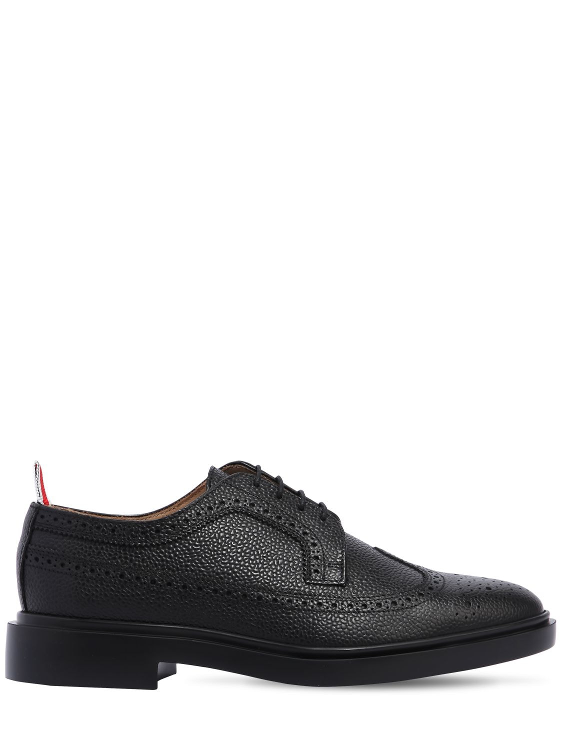 Shop Thom Browne Pebbled Leather Wing Tip Brogue Shoes In Black