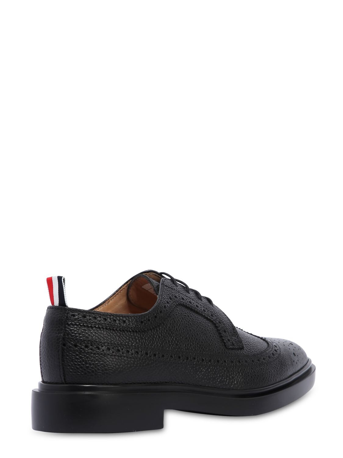 Shop Thom Browne Pebbled Leather Wing Tip Brogue Shoes In Black