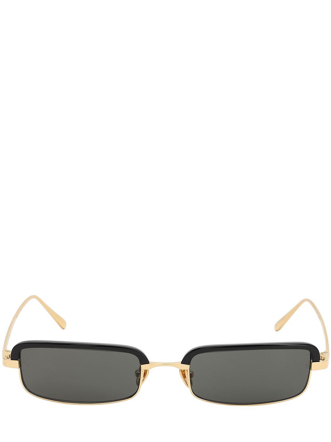 Linda Farrow Leona Rectangular Sunglasses In Black,gold