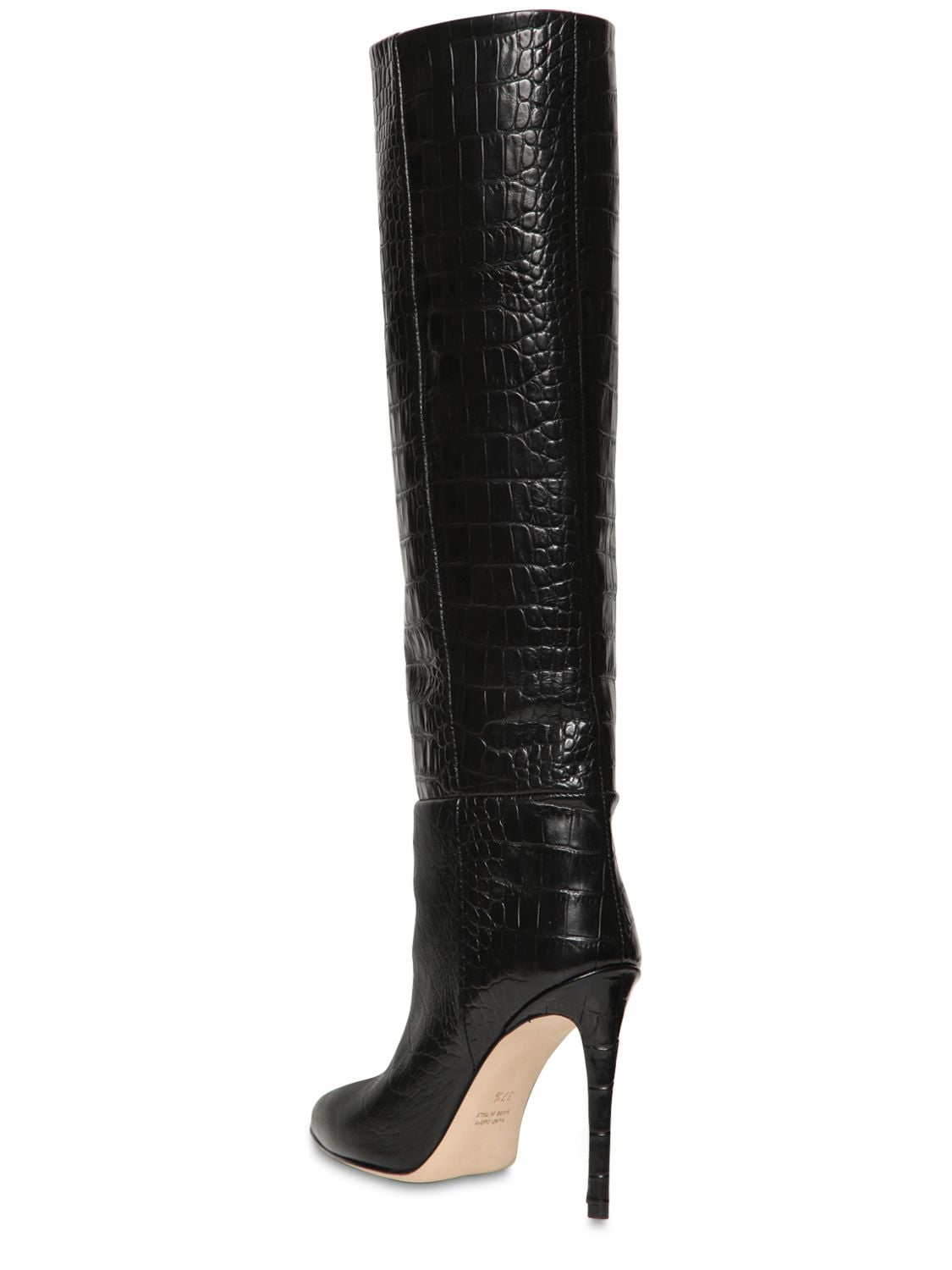 Shop Paris Texas 105mm Croc Embossed Leather Tall Boots In Black